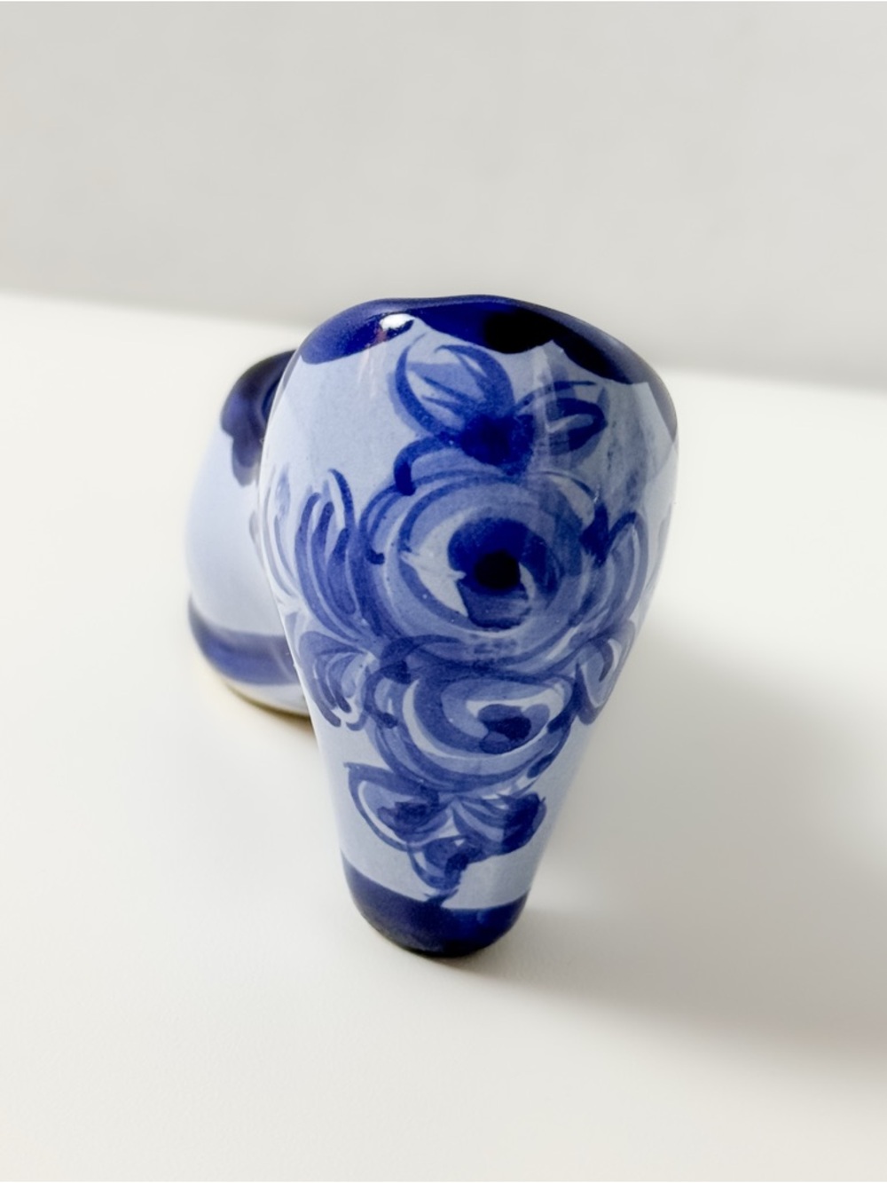 Vintage Portugal Miniature Porcelain Shoe - Blue High Heel with Floral Design - Picture 4 of 10